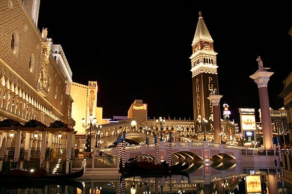 The Venetian Resort at night on the Las Vegas Strip, host venue for Adobe Summit 2027