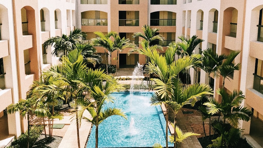 Hotel pool Las Vegas night