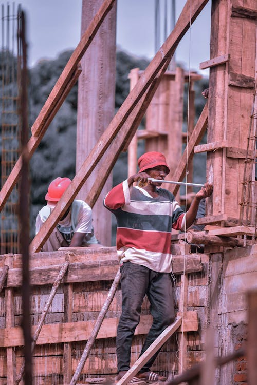 Construction workers building site