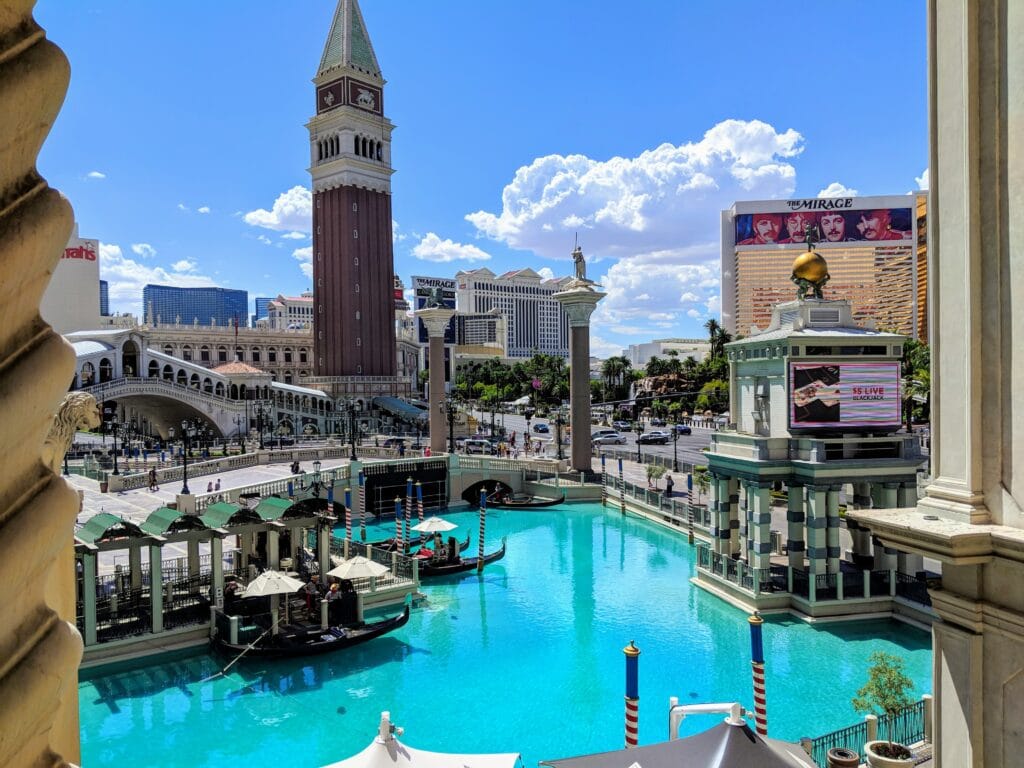 The Venetian Resort Las Vegas with canal and gondolas, host venue for Gartner conferences
