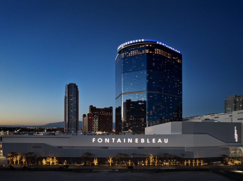 Fontainebleau Las Vegas tower at dusk
