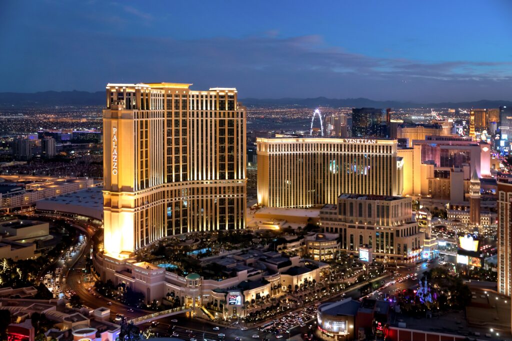 The Palazzo and The Venetian Resort Las Vegas at night
